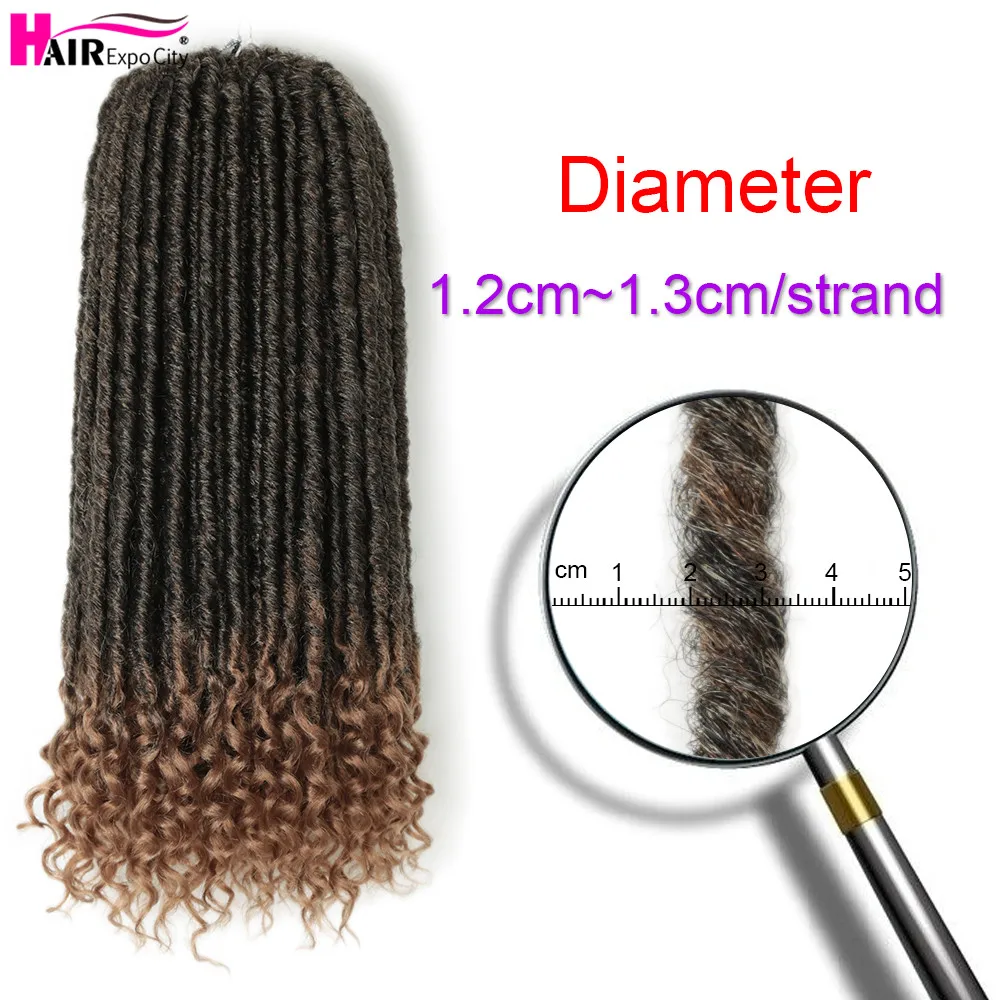 20" Goddess Faux Locs Crochet Hair Synthetic Braiding Hair Extensions With Curly Ends New Stytle 24Stands/Pack Hair Expo City