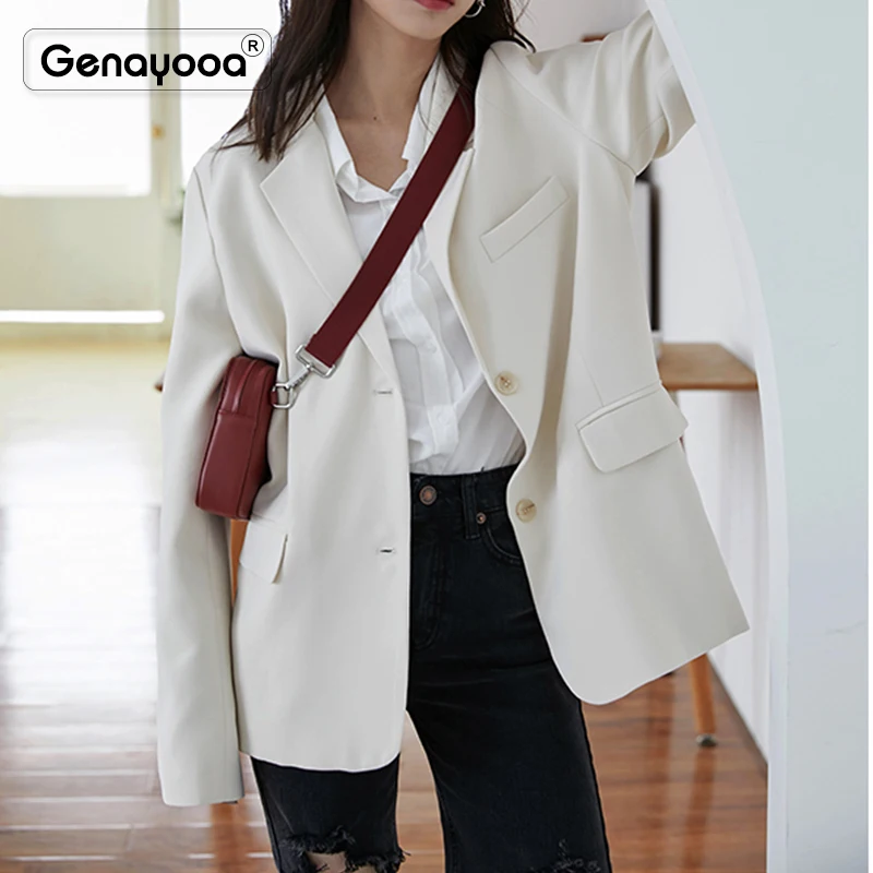 Genayooa офисный Женский блейзер Feminino Slim Fit женские блейзеры и куртки тонкая женская куртка черный блейзер Mujer Повседневная