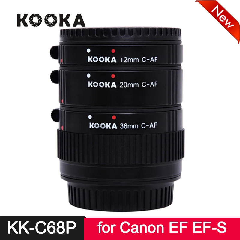 

Kooka KK-C68P TTL Extension Tube Set AF Auto Focus for Canon EF EF-S SLR Camera Lens Close-up Macro Photography 12mm 20mm 36mm