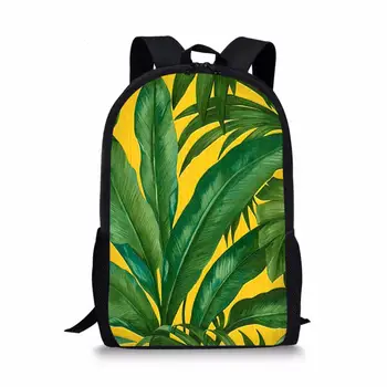 

2020 customizable tropical plant printing youth school bag student school bag men and women backpack school bag female backpack