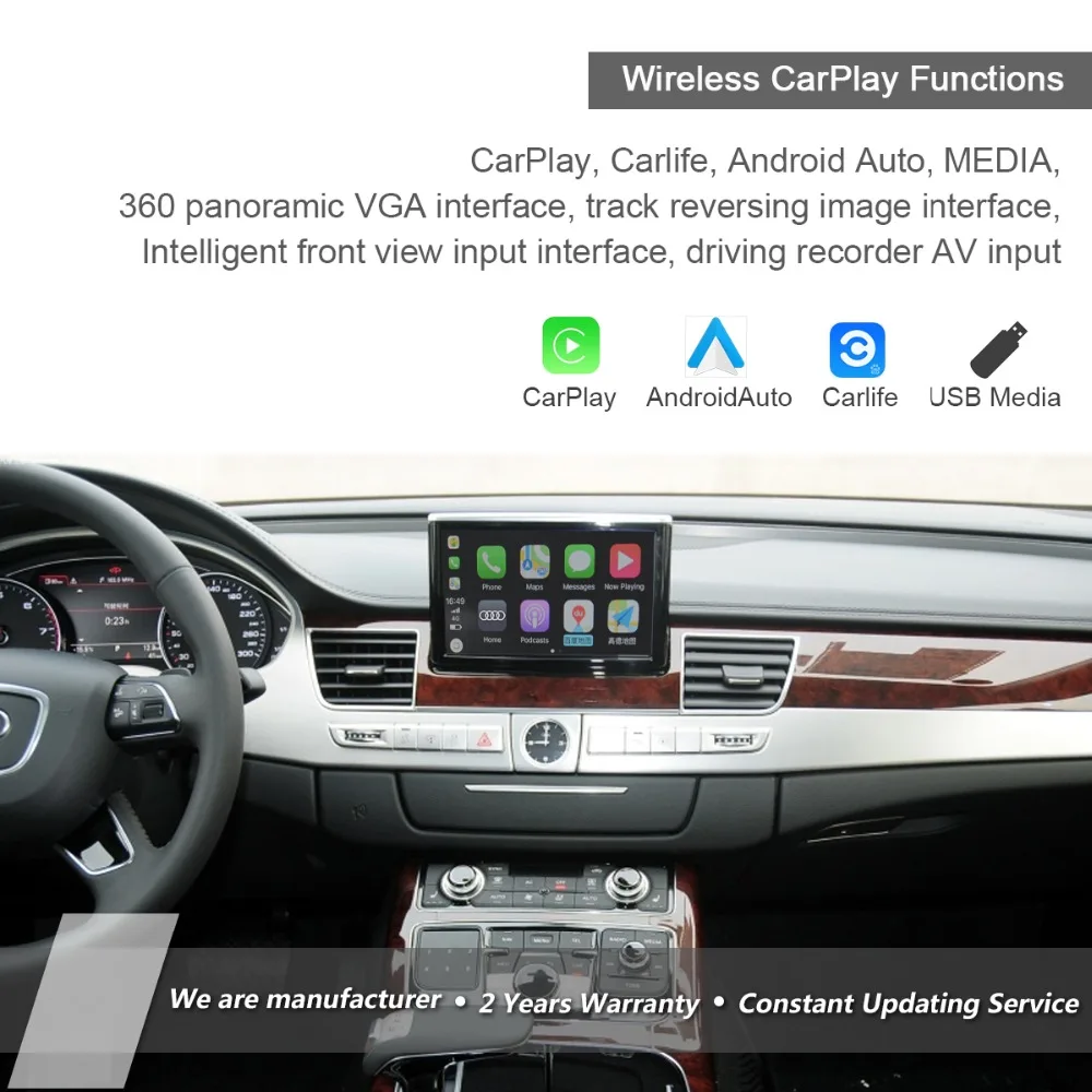 Aftermarket беспроводной CarPlay Android Авто Smartbox для Audi A8 MMI3G MIB система Plug& Play