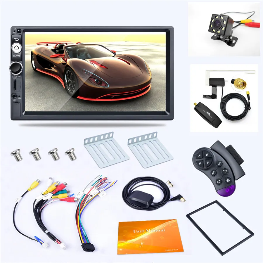 Universal 2DIN Android 8.1 Car Radio GPS Navigation Autoradio System 7 inch IPS Screen with Rear Camera USB DAB receiver