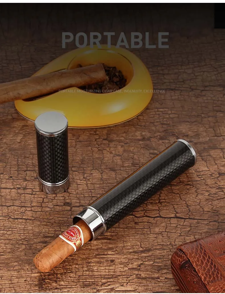 GALINER Портативный труба металлическая для сигары из углеродного волокна для увлажнитель трубки сигары держатель Мини сигарная трубка для 1 Сигары