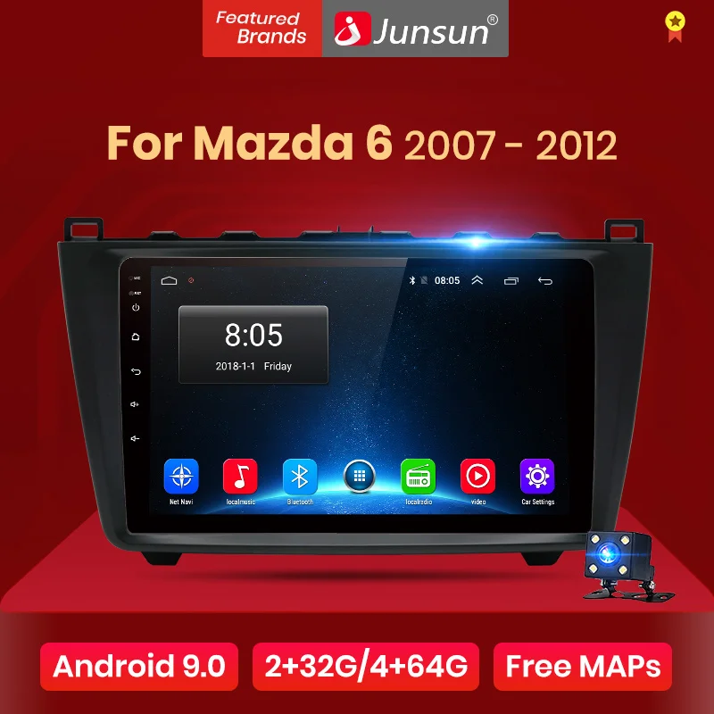 Junsun V1 2G+ 32G Android 9,0 DSP автомобильный Радио мультимедийный видео плеер для Mazda 6 2007-2012 навигация gps 2 din DVD RDS