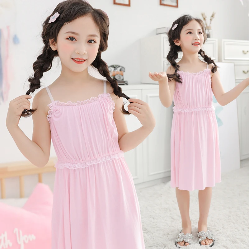 Ночное платье для девочек рост 2020 Лето 100% чистый Хлопковая пижама детская Ночная одежда на возраст от 4 до 12