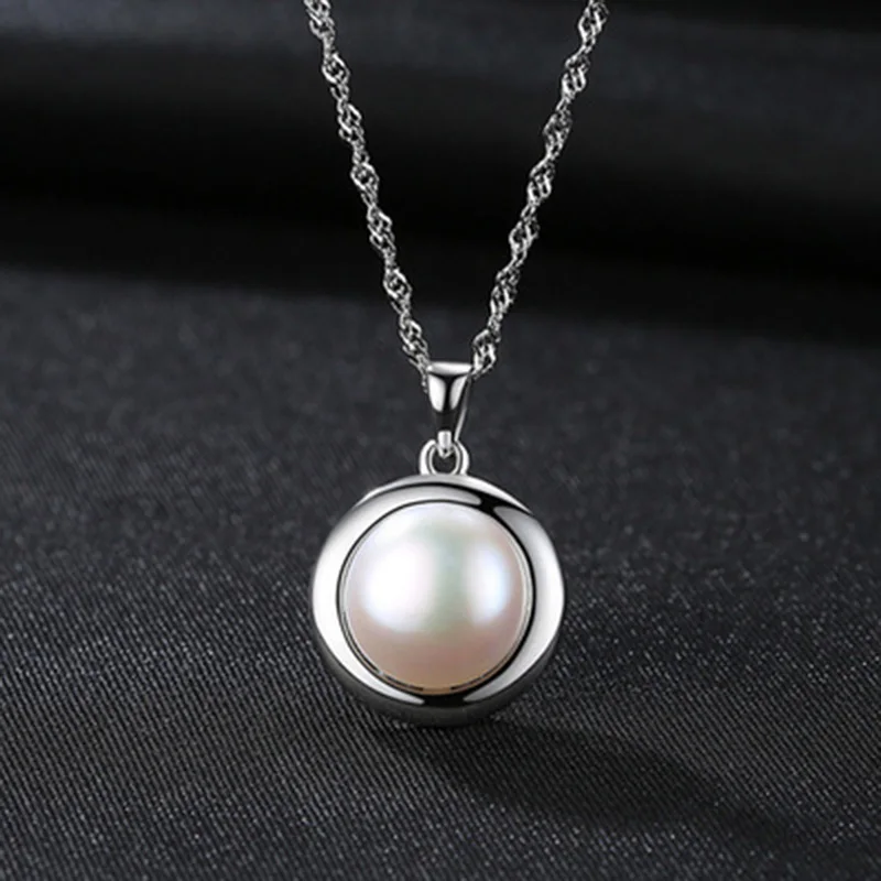 DOTEFFIL, новинка 925, однотонное серебряное жемчужное ожерелье, подвеска из натурального пресноводного жемчуга, ожерелье s для женщин, модное ювелирное изделие, женский подарок - Окраска металла: white