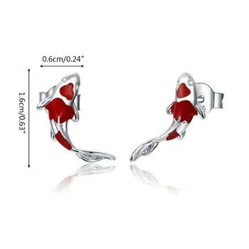 

Koi Red Stud Earrings 925 Sterling Fish Ear Studs Jewellery Gift for Girl