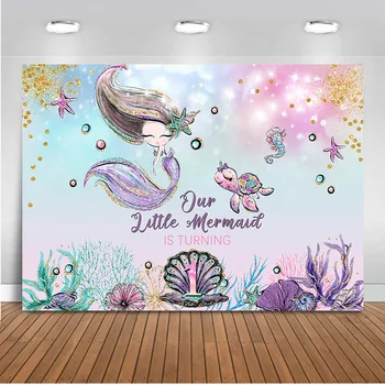 

Little Mermaid backdrop for photography happy birthday mermaid party decoration background for photo studio custom under the sea