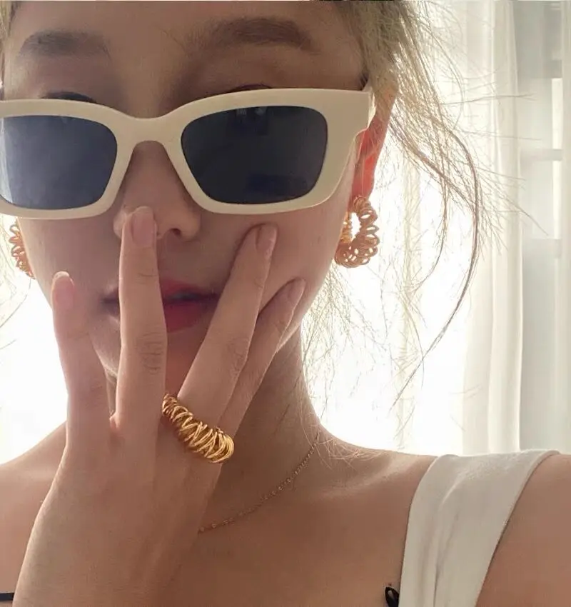 Chunky Hoop Earrings for Women Twisted Spiral Helix Line Wrap Thick Gold Hoops Trendy Jewelry Light Weight