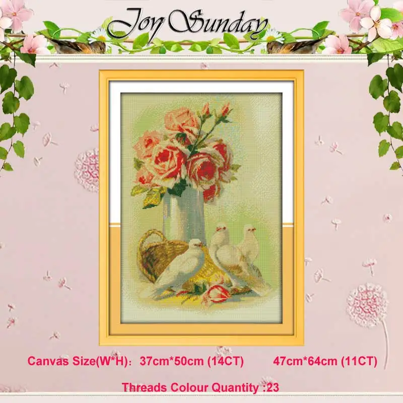 Cross Stitch Kit Rose Orchid Lily Tulip Poppy flower vase 11CT 14CT Cross Stitch Sets DIY Cross-stitch Kits Embroidery Needlework Home Decor