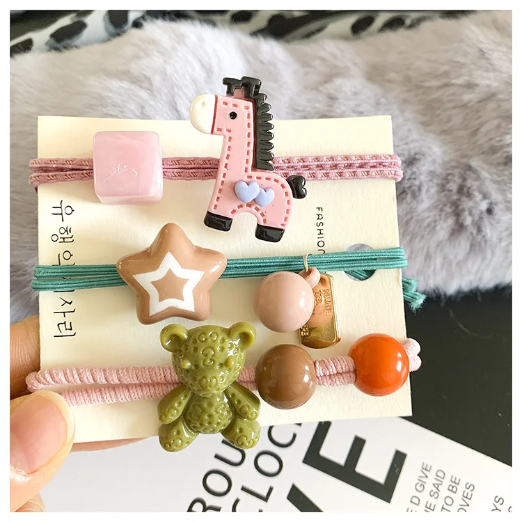 100 компл./лот 3 шт./компл. DIY простой мульти Медвежонок пони звезды резинки эластичные резинки для волос Инструменты для укладки волос аксессуары HA1644