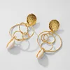 IPARAM Golden Sea Shell Conch Geometric Pendant Earrings Fashion Bohemian Summer Beach Big Earrings Female 2022 Jewelry ► Photo 2/6