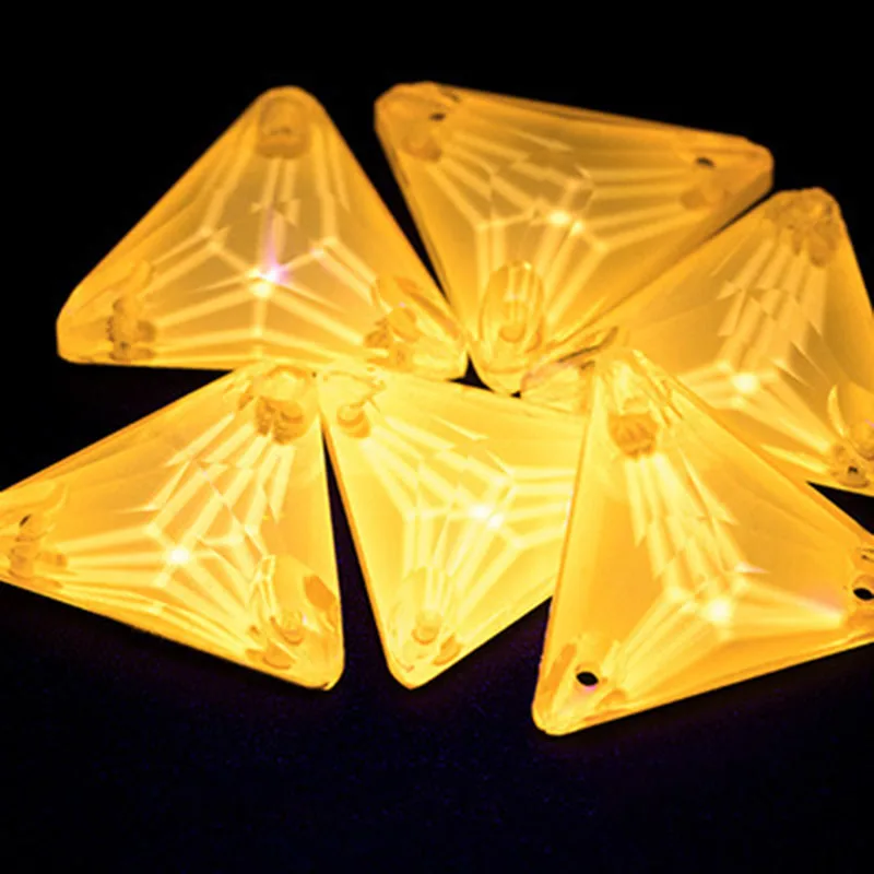 Citrine AAAAA, люминесцентное стекло, 5 цветов, 16*16 мм, треугольники, пришитые стразы, украшение, Блестящий Бриллиант, ювелирное изделие, светящееся в ночном клубе - Цвет: Citrine