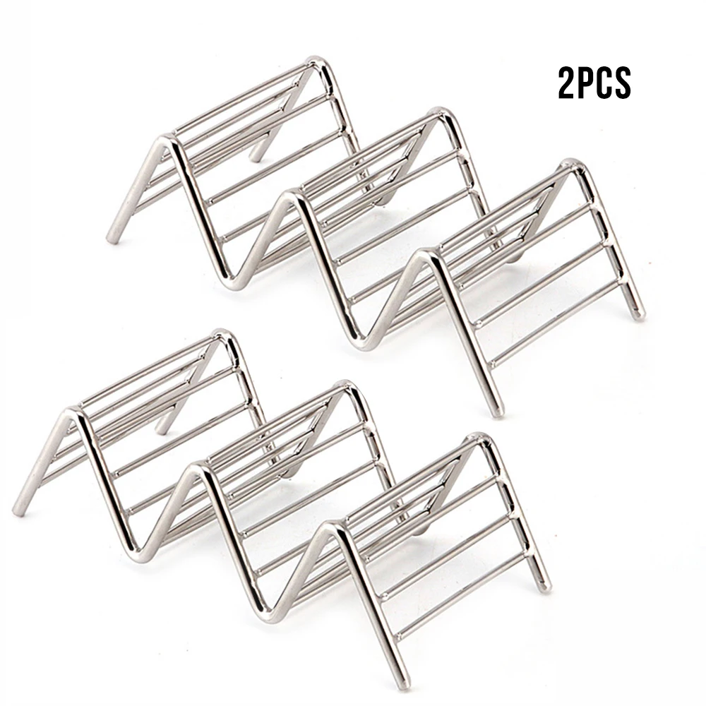 2PC Taco Holder Stainless Steel Stand Mexican Food Rack Shelf Pancake Corn-style Clip Bakery | Дом и сад