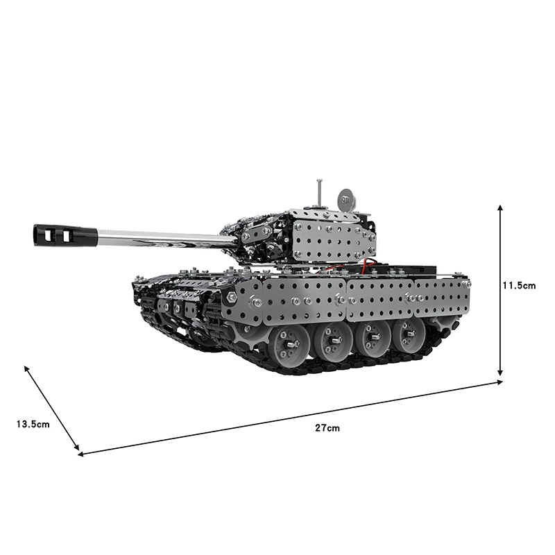 

Hot 952PCS RC Assembled Tank DIY Assembly Set Stainless Steel Remote Control Model Kids Gift Toy Built-In 3.7V 300MAh Lithium Ba