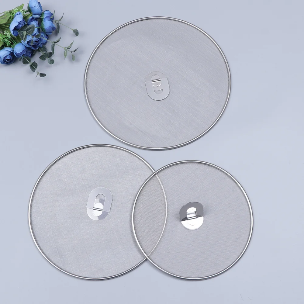 Multiple Use Stainless Steel Explosion-proof Cover Anti-smoke Splash-proof Insulation Oil Filter Screen Mesh Cover(Silver) |