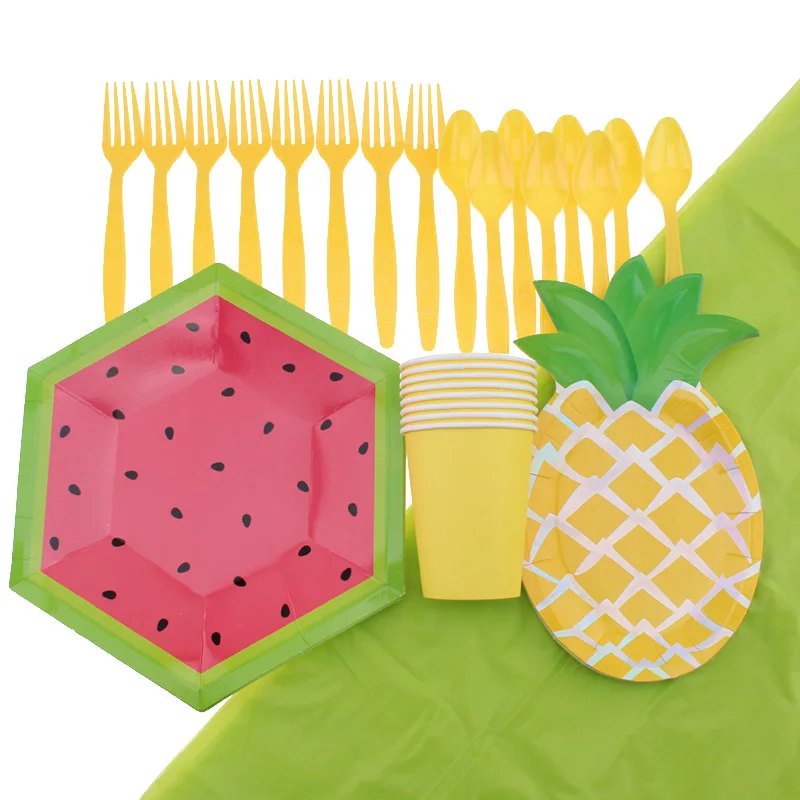 41 шт./компл. столовая посуда с мотивом арбуза и ананаса для детской вечеринки