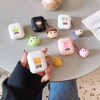 

fundas For AirPods Case luxury Silicone Accessories keyring mini cartoon cute Case For apple air pods 1/2 Earphone Cover coque