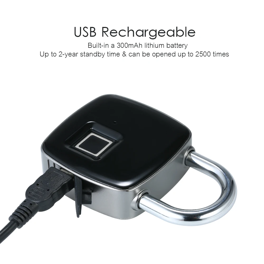 Умный замок отпечатков пальцев без ключа USB Перезаряжаемый доступ IP65 Водонепроницаемый Противоугонный замок безопасности дверь Багаж Замок для чемодана