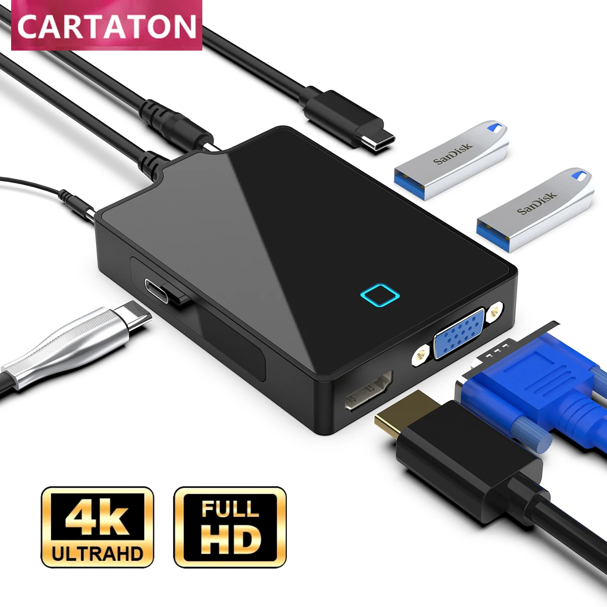 Cartaton Лучшая цена Тип C на высокое разрешение 1080P VGA 4K 30 Гц HDMI стандартная