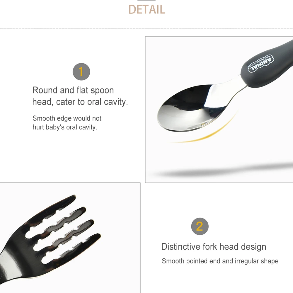 2Pcs Kids Silverware Cute Spoon Fork Travel Carry Set Children Portable Tableware Toddler Utensils Spoon Fork with Travel Case