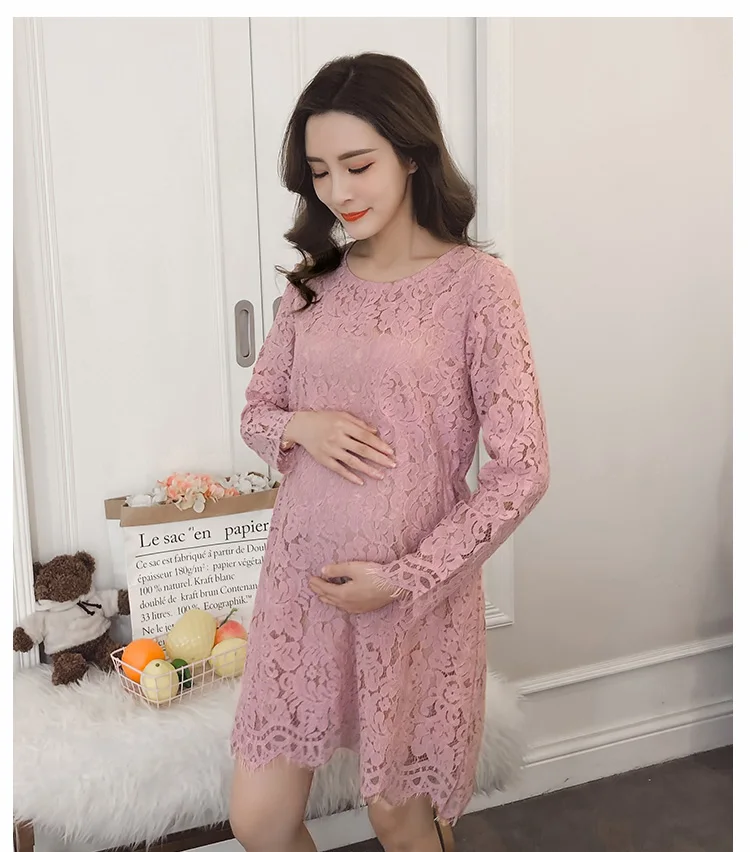 Кружевное платье с длинными рукавами для беременных