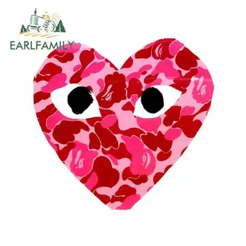 

EARLFAMILY 13cm x 12.2cm for CDG Play Love Heart Rei Kawakubo Logo Fine Decal 3D Funny Car Stickers Waterproof Decal Bumper