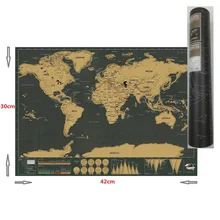 Tamanho pequeno personalizado do log do diário do cobre do cartaz do mapa do curso do mapa do mundo de 30cm * 42cm com embalagem do cilindro