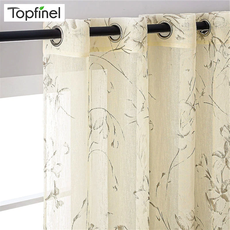 

Topfinel Sheer Curtains for Living Room Bedroom Kitchen Tulle White Tulle for Windows Voile Drapes Home Decoration Lily Beige