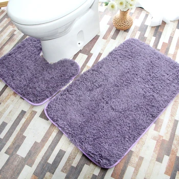 

2pcs Non Slip Floor Mat Cashmere Rug Shower Carpet Home Bathroom Decoration Bath Mat Set Pedestal Rug Lid Toilet Cover