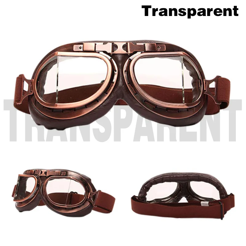 Ретро мотоциклетные очки, ветрозащитные модные мотоциклетные классические очки для пилота стимпанк ATV UTV UAZ UTE, винтажный шлем - Цвет: Copper  transparent