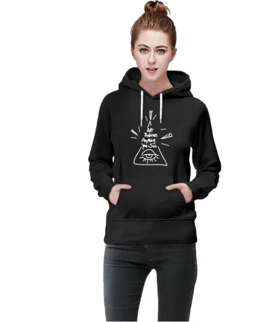 Women Hoodies Sweatshirts Creative letters fleece black hoodie women Autumn Women Long Sleeve Solid Pullover Leisure loose Tops