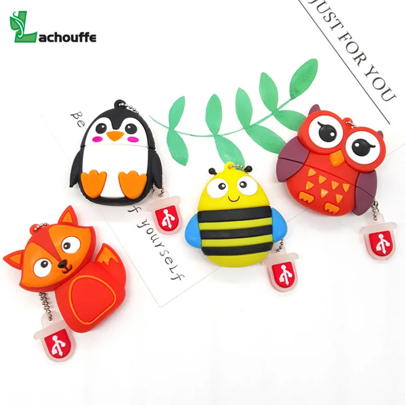 

pvc fox usb flash 4GB 16GB 32GB 64GB 128gb owl penguin Usb Flash Drive memory stick Pendrive cartoon animal bee usb flash drive