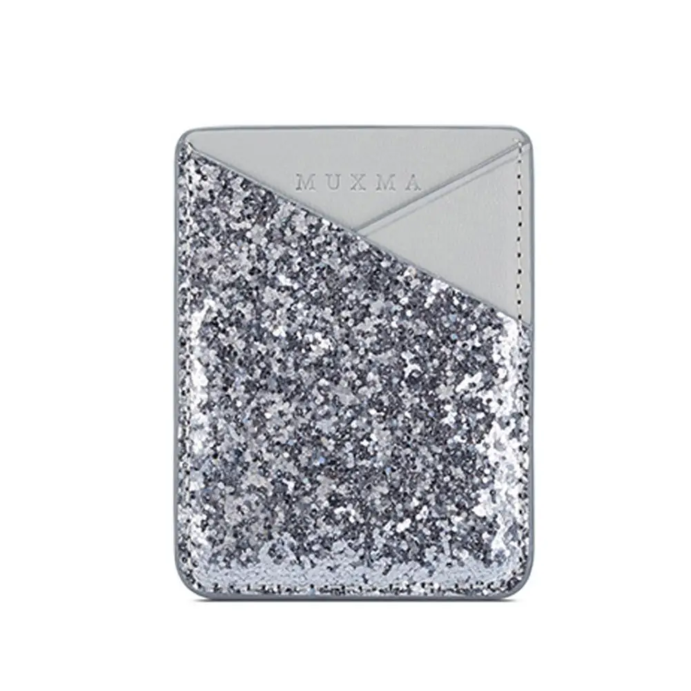 Silver Бизнес украшение Блестки Мини для женщин карты мобильного телефона ID карты держатель кошелек кредитный карман многоцелевой кошелек кредитный карман - Цвет: Silver