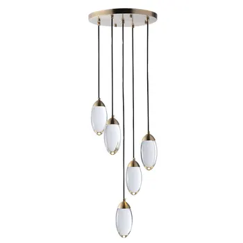 

Post Modern All Copper Pendant Light Simple Creative Crystal Lamp Duplex Stairs Hall Restaurant Bar Bedroon Art Deco LED Lights