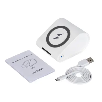

Black & White ABS Upper and Lower Non-Slip Design Wireless Charging With Stand 10400mAh G800 Power Bank Charger For Mobile