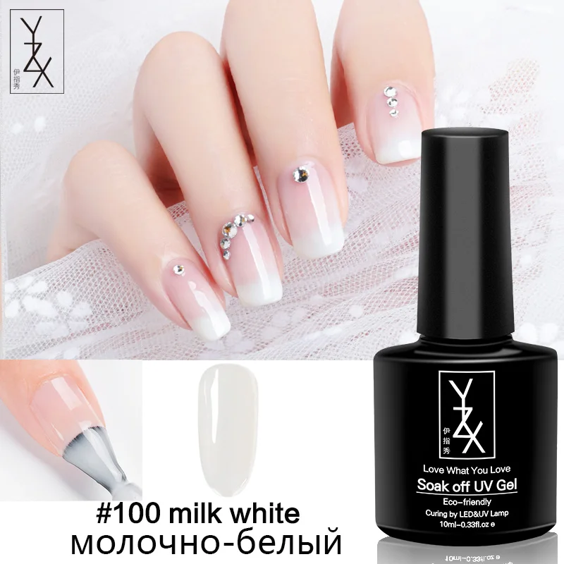 YXZ 10 мл горячие новые прозрачные цвета УФ/Led гель для ногтей замочить от эмалевый лак молочный белый розовый телесный гель для ногтей лак для ногтей