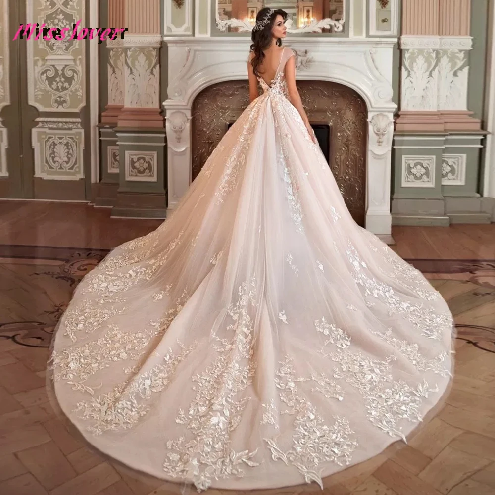 Длинное платье со шлейфом Vestido De Noiva, винтажное кружевное ТРАПЕЦИЕВИДНОЕ свадебное платье невесты, новинка, пикантное свадебное платье с вырезом лодочкой, Robe de mariee