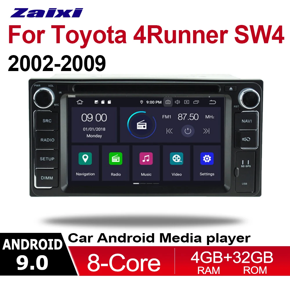 ZaiXi 2 Din Автомобильный мультимедийный плеер Android 9 Авто Радио для Toyota 4 Runner/SW4 2002 ~ 2009