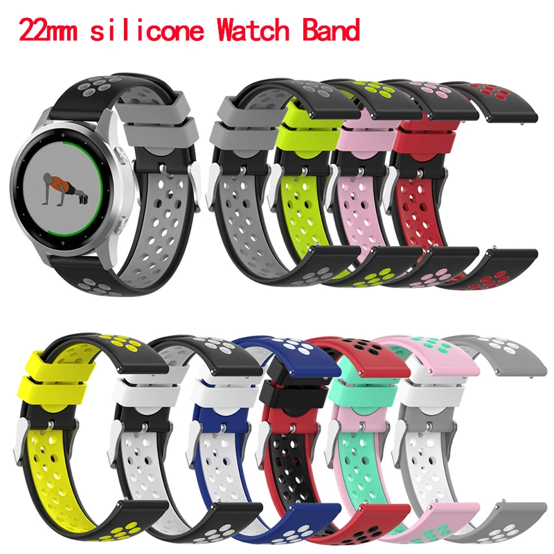 

22mm silicone Strap for Garmin vivoactive 4's Sport Watch Band For Huawei Watch GT2 46mm bracelet For Samsung Gear S3 Frontier