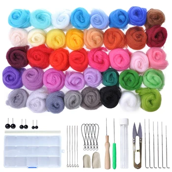 

Felt DIY Package Included 40 Color Wool Felt Needle Handle Pin Storage Box Other Tool Kit For DIY Felting Crafts