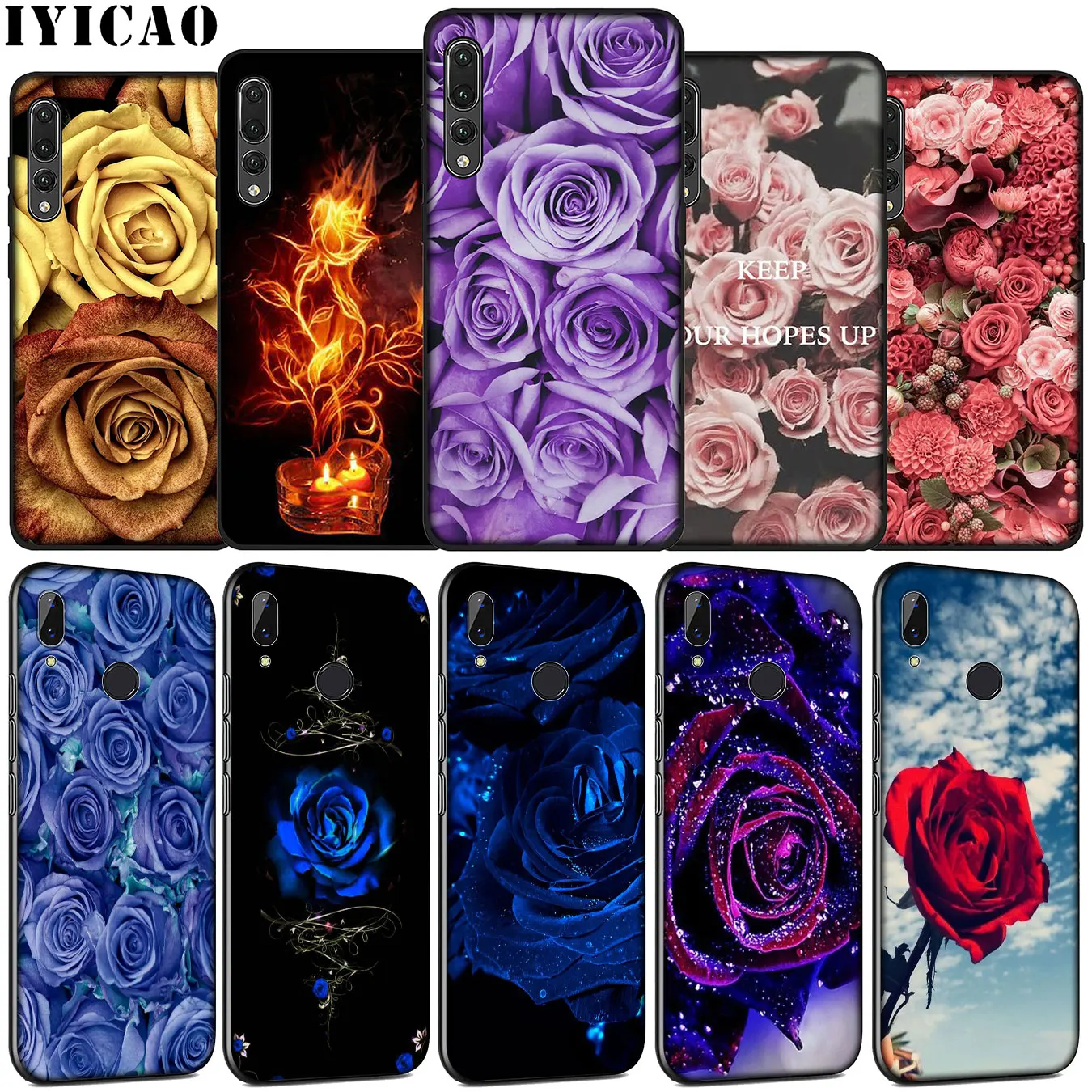 IYICAO розовый цветок Мягкий силиконовый чехол для телефона huawei P30 P20 Pro P10 P9 Lite Mini 2017