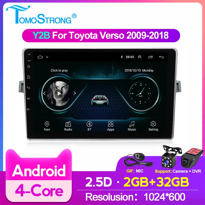 Автомобильный мультимедийный DVD-видеоплеер на Android для Toyota Verso 2009 2010 2011 2012 2013 2014-2018