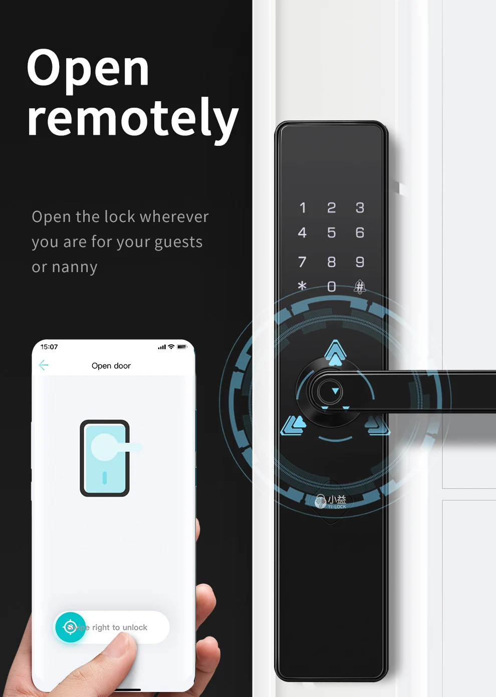 Умный биометрический дверной замок Yi-LOCK E206T, отпечаток пальца, электронный замок, NFC, отпечаток пальца, пароль, Bluetooth, RFID, приложение, Удаленная разблокировка