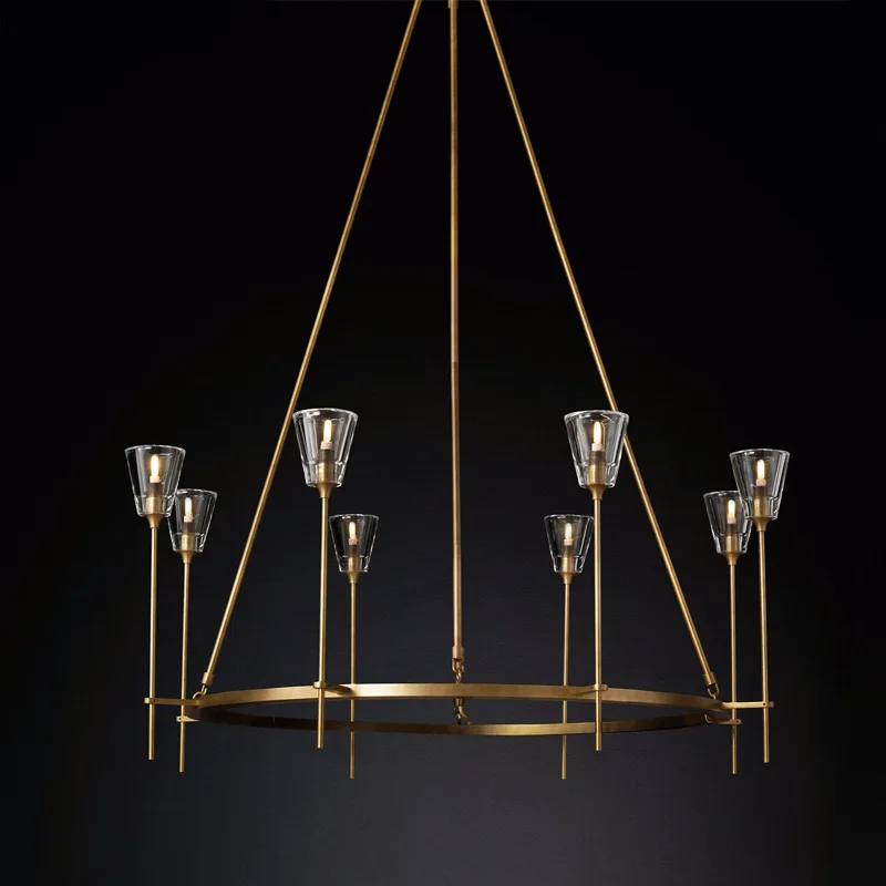 6 heads D70 X H60CM RH медь пост-Современная хрустальная люстра простая Роскошная гостиная столовая кабинет спальня вилла проект украшение люстра - Цвет корпуса: 6 heads D70 X H60CM