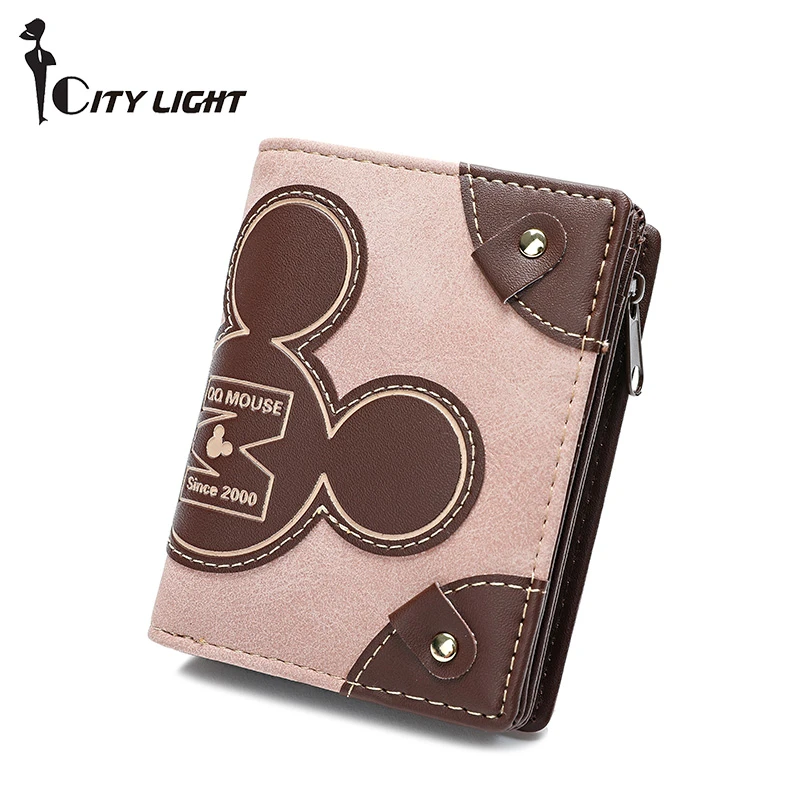 Cartera de piel nobuk con para mujer, monedero femenino con cremallera broche, a la moda, para tarjetas de crédito|Carteras| - AliExpress