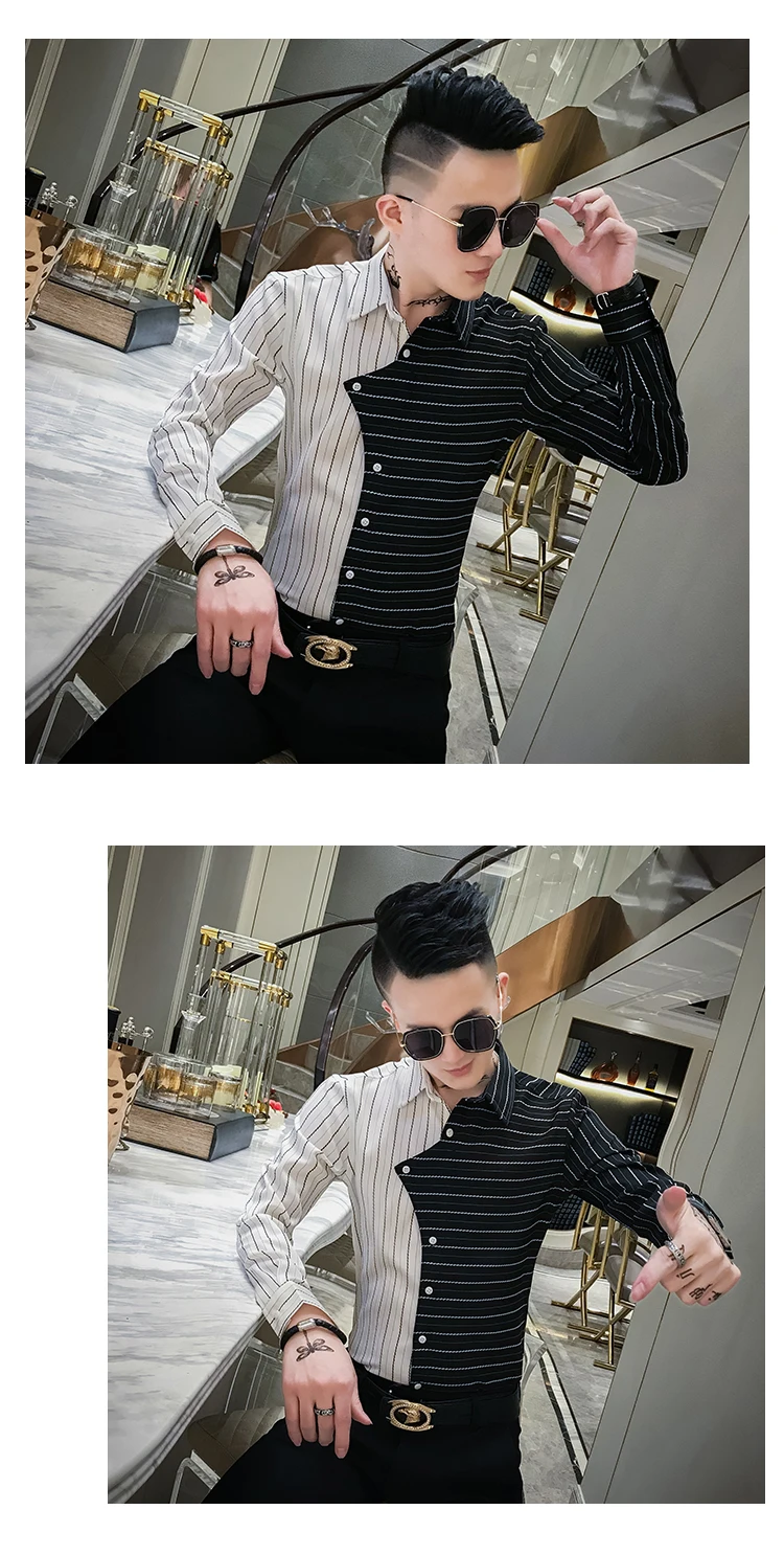 Последние модные мужские рубашки полосатая футболка Sociais Slim Fit Club наряды мужские дизайнерские рубашки повседневные Camisa De Hombre Elegante