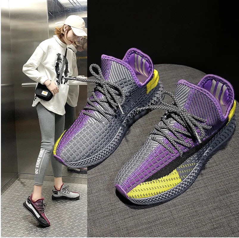 

2019 Autumn And Winter New Style Flat Fly Woven Breathable WOMEN'S Shoes Korean-style Versatile Students Athletic Shoes Running