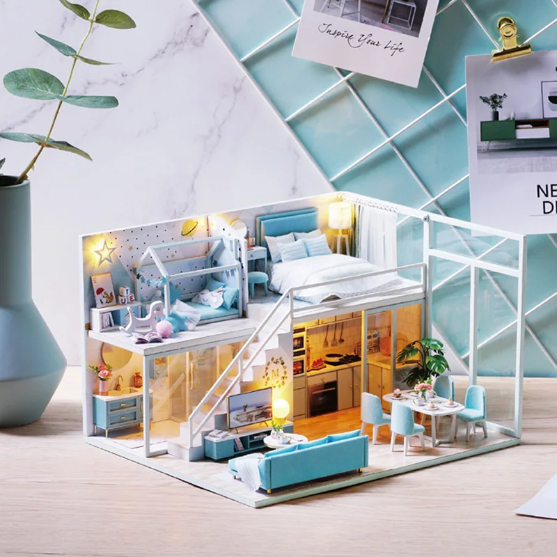 

Cute room diy Hut Poetic Life Met Little Beauty Creative Wood Handmade Assembled Villa Model Gift