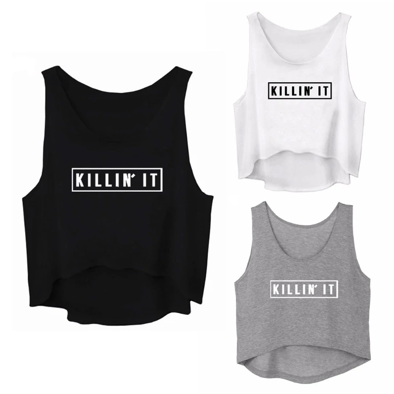 Women Graphic Sleeveless Tank Crop Top Teen Girls Cute Gym Tee Shirt|T- Shirts| - AliExpress
